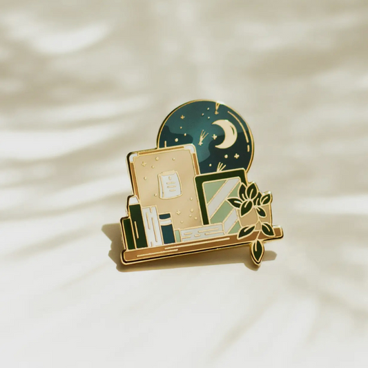 Goodnight Bookshelf Enamel Pin